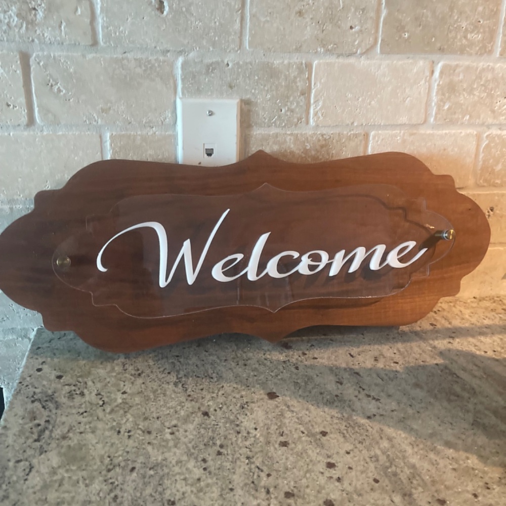 Welcome Home Wall Signs Decor for Home or Business 3D Acrylic on Wood Stand off
